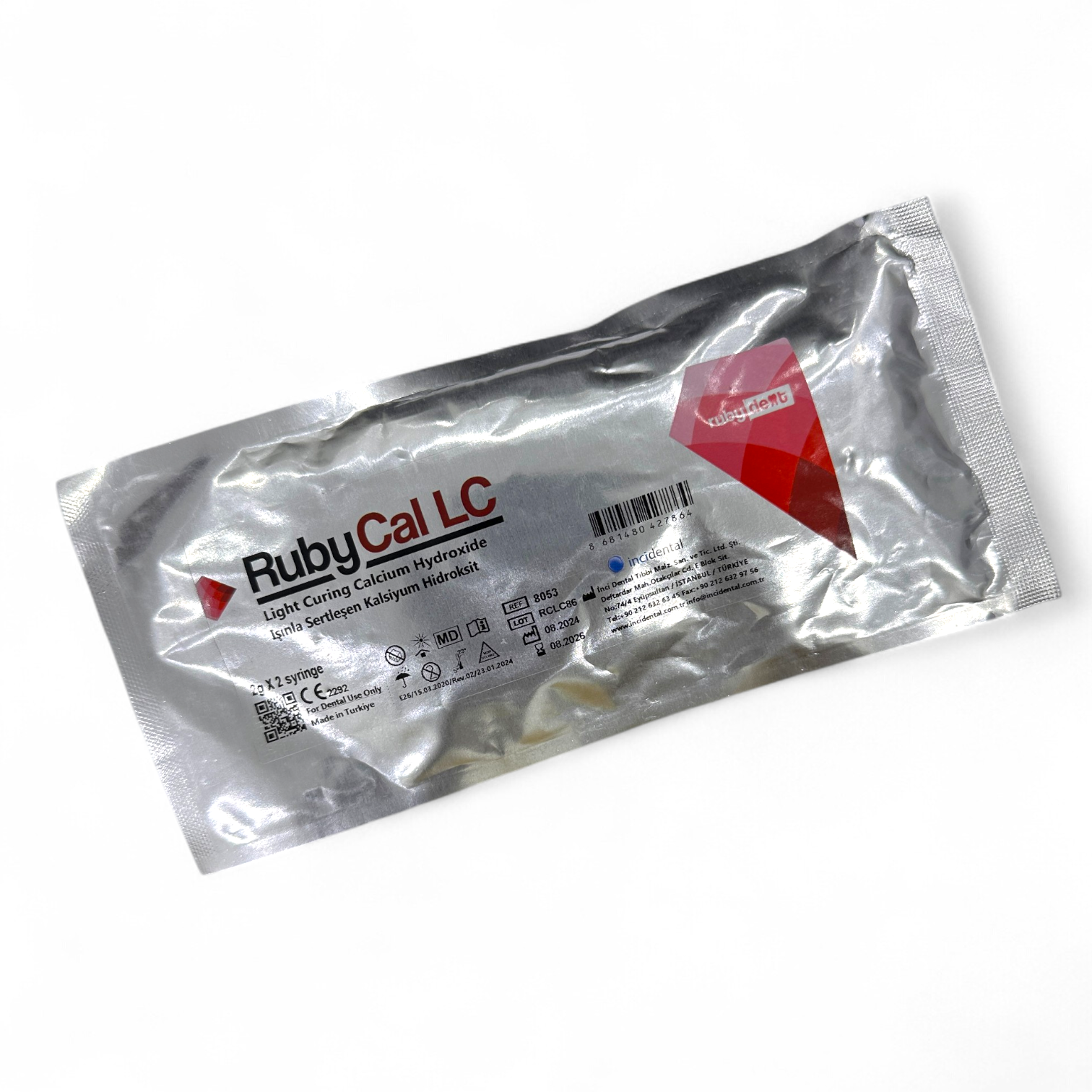 RubyCal LC Light-Curing Calcium Hydroxide Paste – Syringe 2g x 2