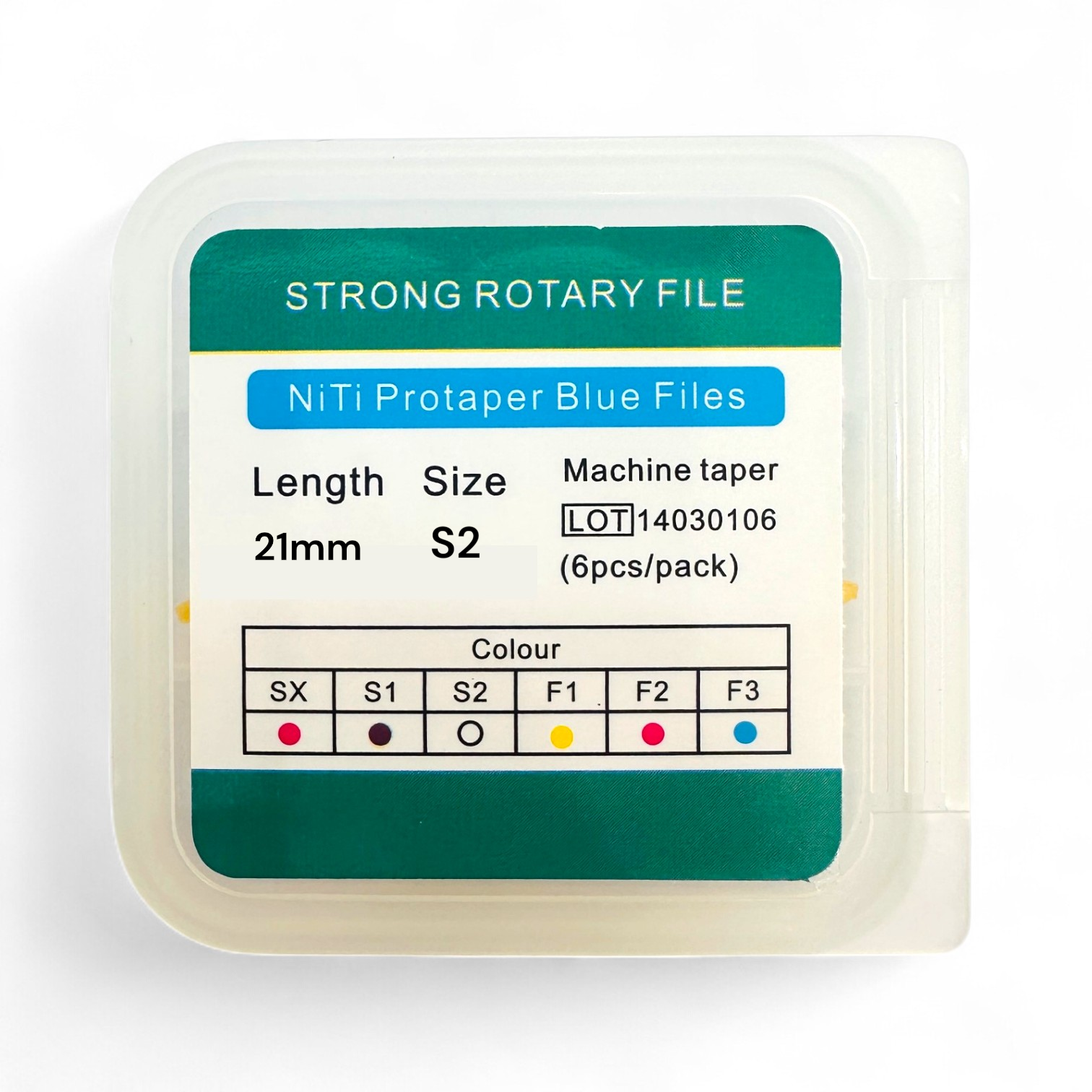 NiTi Protaper Blue Rotary Files – RCF System (Sx, S1, S2) — L21mm
