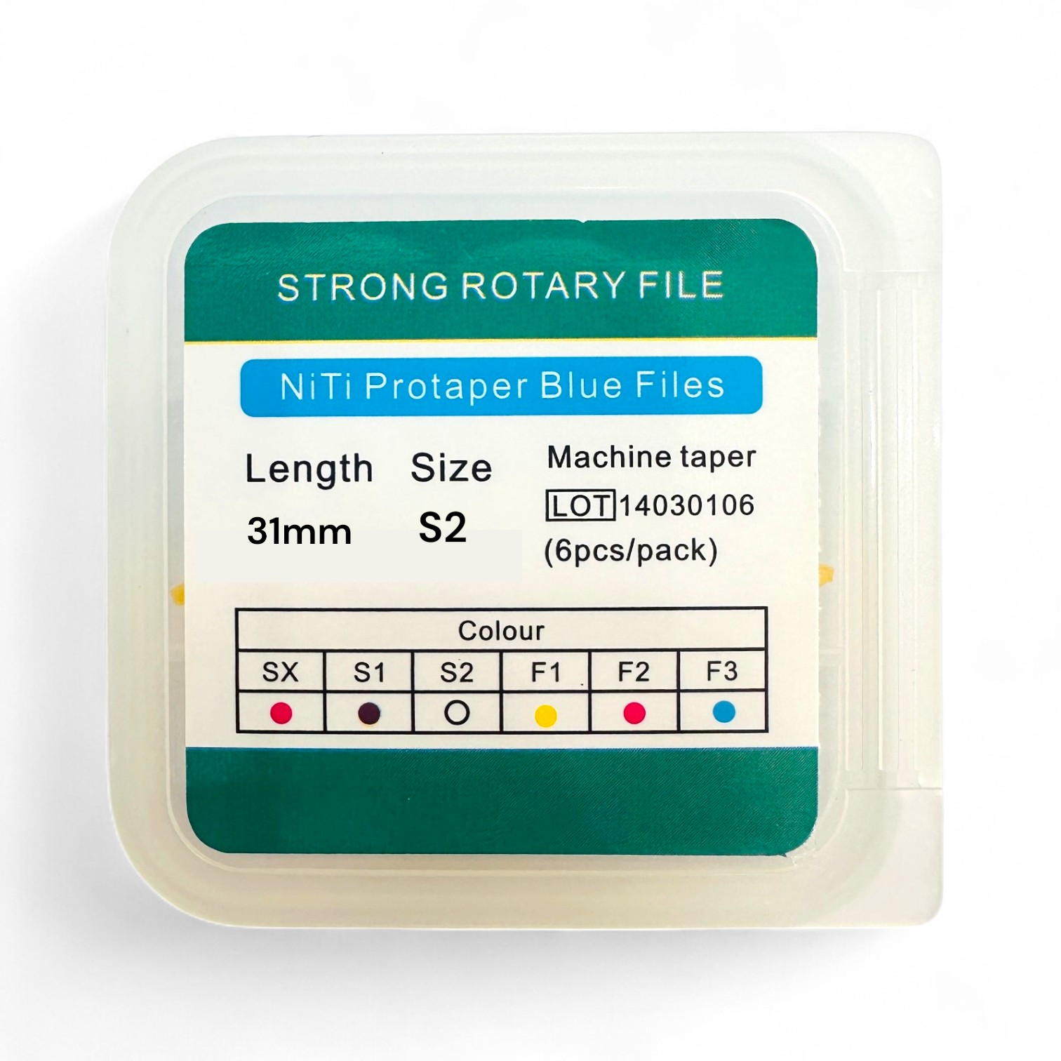 NiTi Protaper Blue Rotary Files – RCF System (Sx, S1, S2) — L31mm