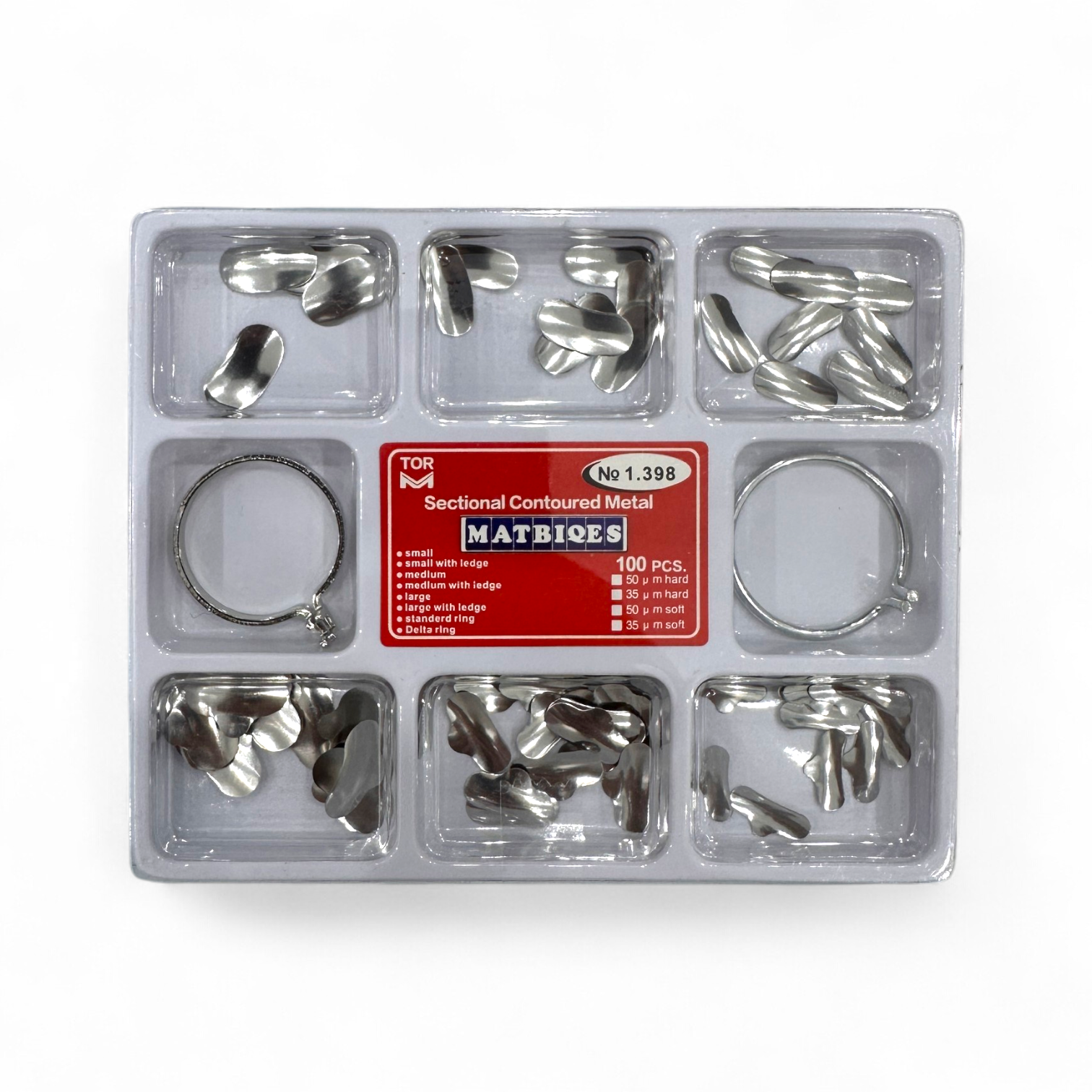 Sectional Contoured Metal Matrix Band Set – 100 Pcs With 2 Rings