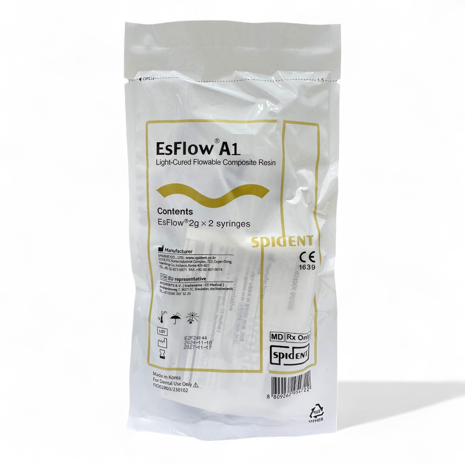 EsFlow Spident Light-Cured Flowable Composite – 2g × 2  – Made in Korea