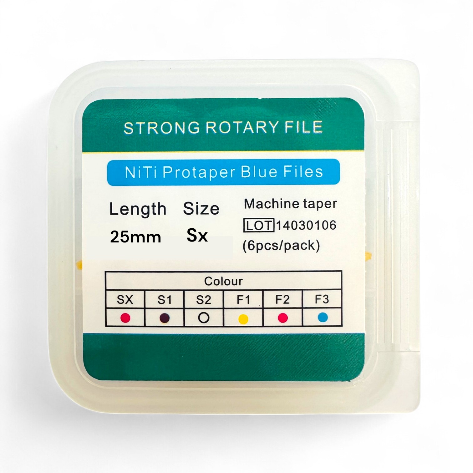 NiTi Protaper Blue Rotary Files – RCF System (Sx, S1, S2) — L25mm