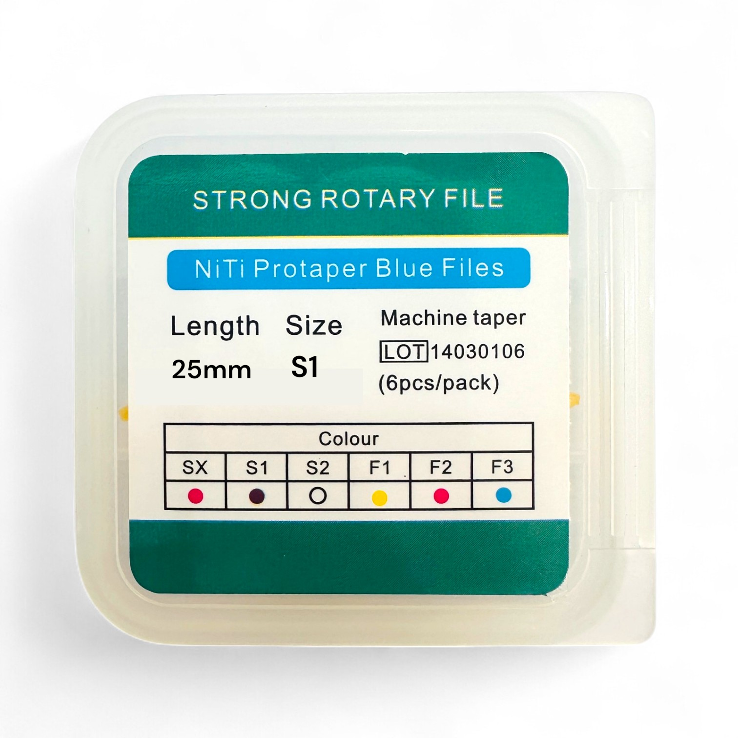 NiTi Protaper Blue Rotary Files – RCF System (Sx, S1, S2) — L25mm